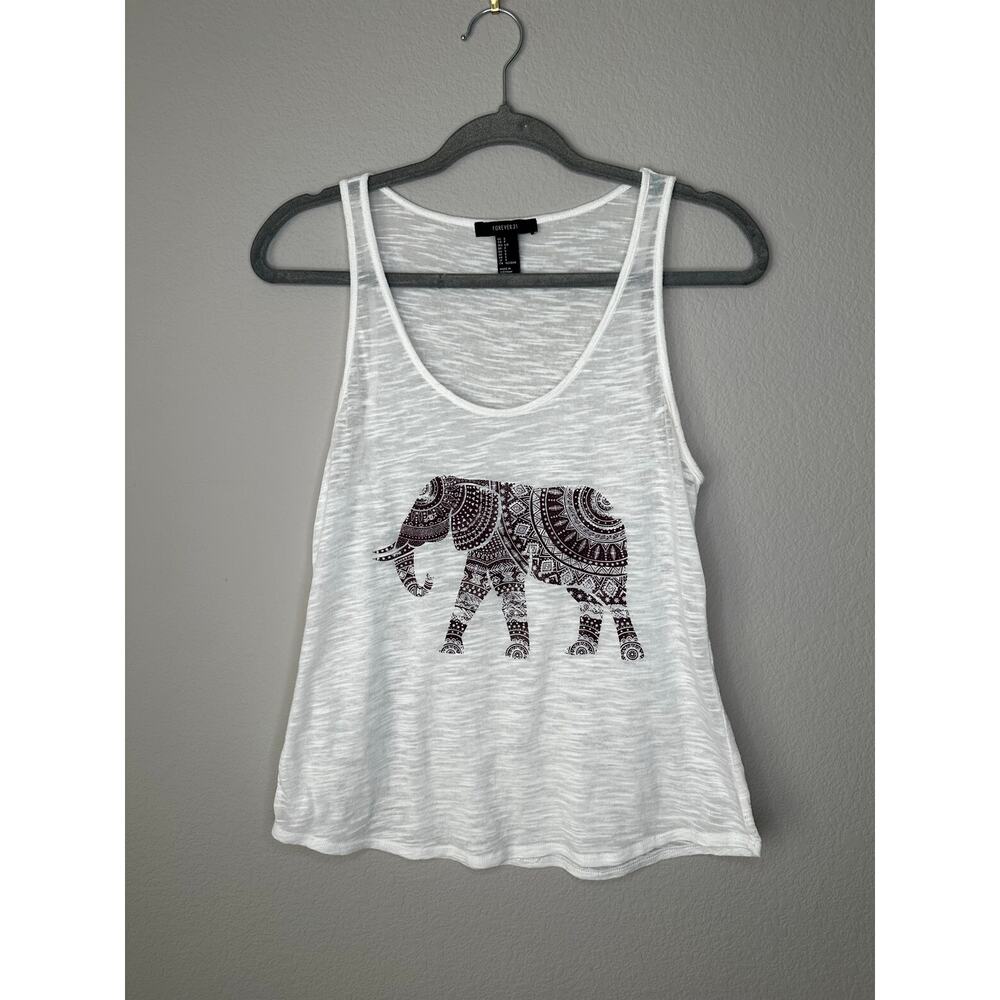 FOREVER 21 Lightweight Burnout Y2K Elephant Mandala Graphic Tank Top Size Small - Picture 4 of 7